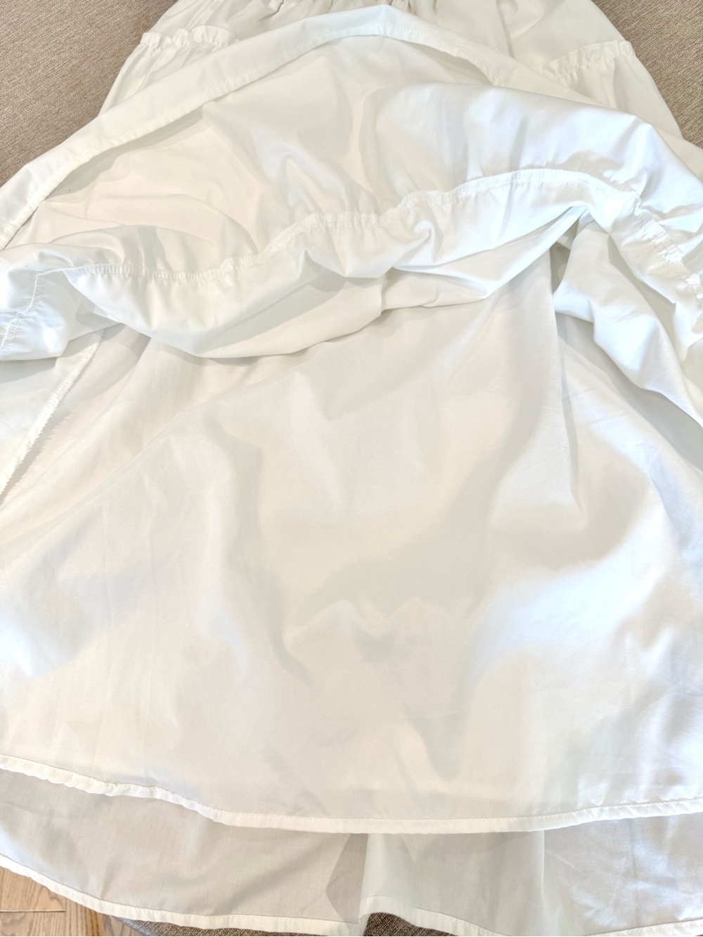 White Cotton Tiered Midi Skirt with Lining - Picture 8 of 8